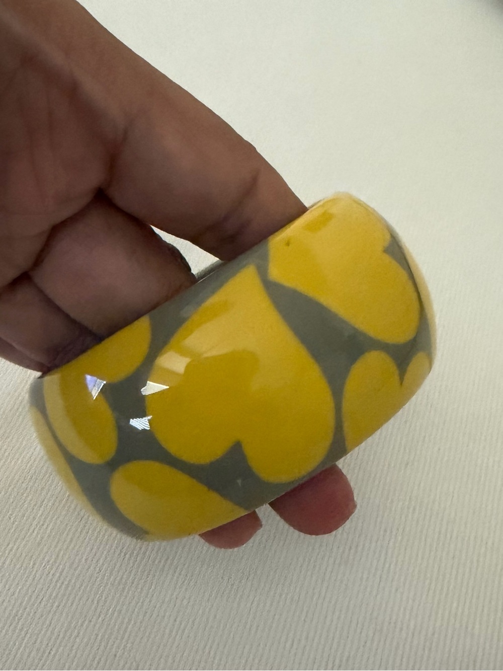 New w tags Marc by Marc Jacobs Gray Resin Bangle with Yellow Heart Motif